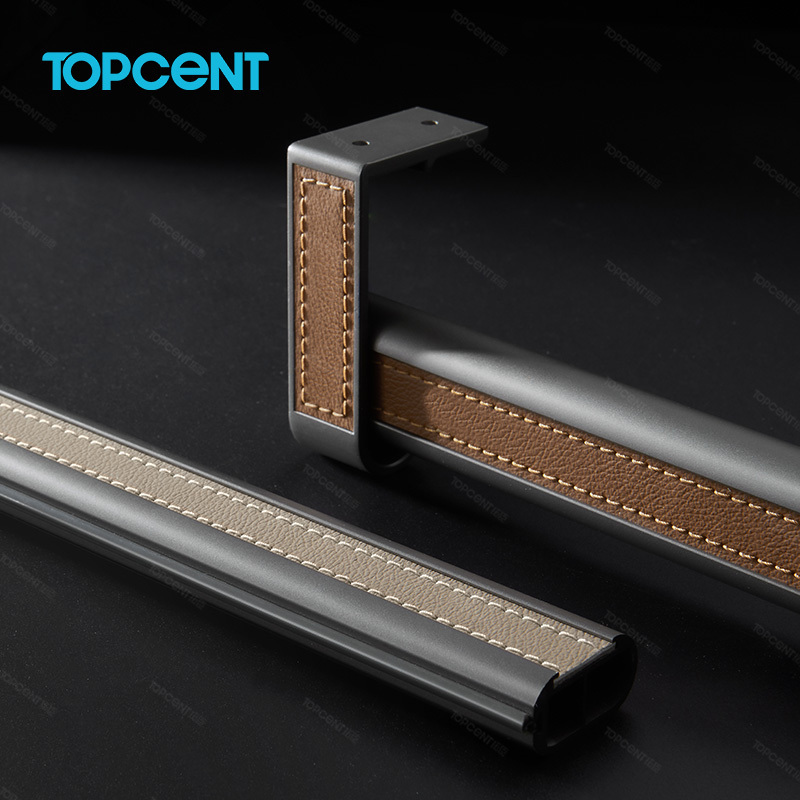 TOPCENT Aluminum Alloy Wardrobe Cloth Hanging Rail Leather Wardrobe Rod Tube Closet White Black Led Clothes Rod