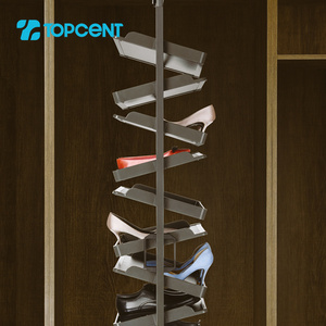 Topcent Cloakroom Storage System Grey Coffee Soft Closing 360 Degree Rotating Shoe Rack