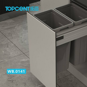 TOPCENT pull out trash can under cabinet Big Capacity Pull Out Plastic Waste Bin Kitchen Cabinet Built-in Pull Out Waste Bin