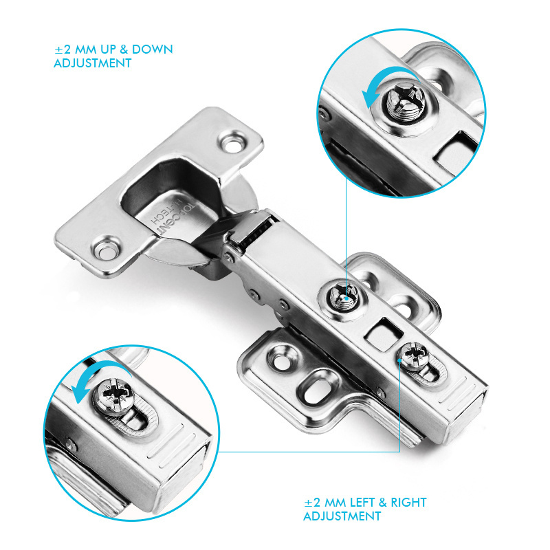 TOPCENT Furniture Hardware Hinge 35 mm Buffering Full Overlay Clip On Soft Close Hydraulic Kitchen Cabinet Hinge