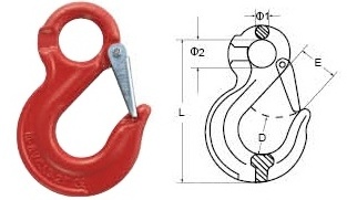 Drop Forged G80 European Type Eye Sling hook with safety latch