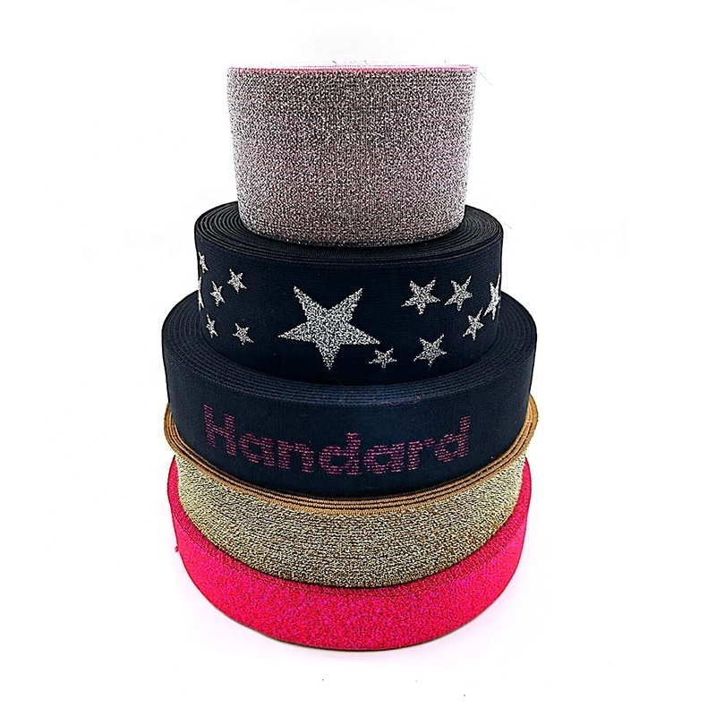 Custom Filigree Elastic Band Glitter Elastic Webbing Band Lurex Elastic Band Tape