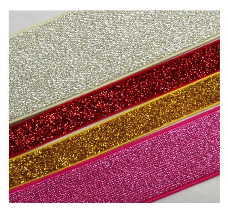 Custom Filigree Elastic Band Glitter Elastic Webbing Band Lurex Elastic Band Tape