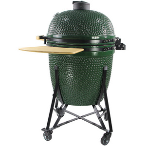 TOPQ KAMADO 27 inch green ceramic egg bbq grill outdoor charcoal rotisserie_grill chicken kabab grill barbecue