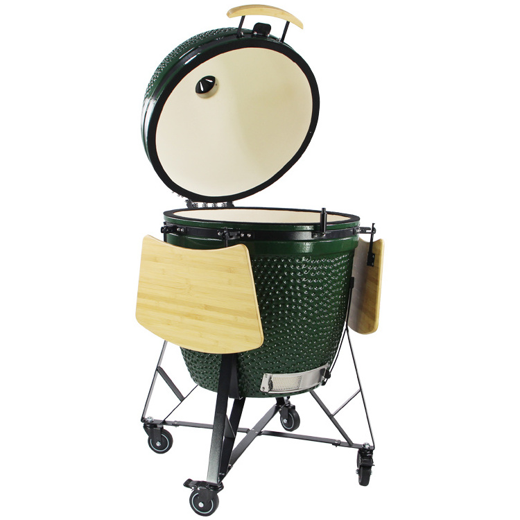 TOPQ KAMADO 27 inch green ceramic egg bbq grill outdoor charcoal rotisserie_grill chicken kabab grill barbecue