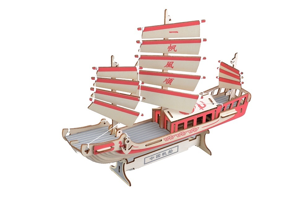 TS DIY educational toys Chinese Junk 3D wooden puzzle