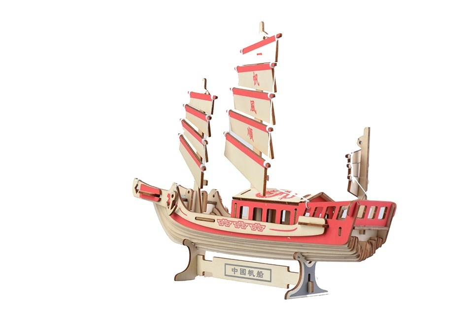 TS DIY educational toys Chinese Junk 3D wooden puzzle