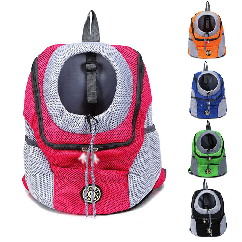 TS New Double Shoulder Portable Travel Backpack Outdoor Pet Dog Carrier Bag Pet Dog Front Bag Mesh Backpack