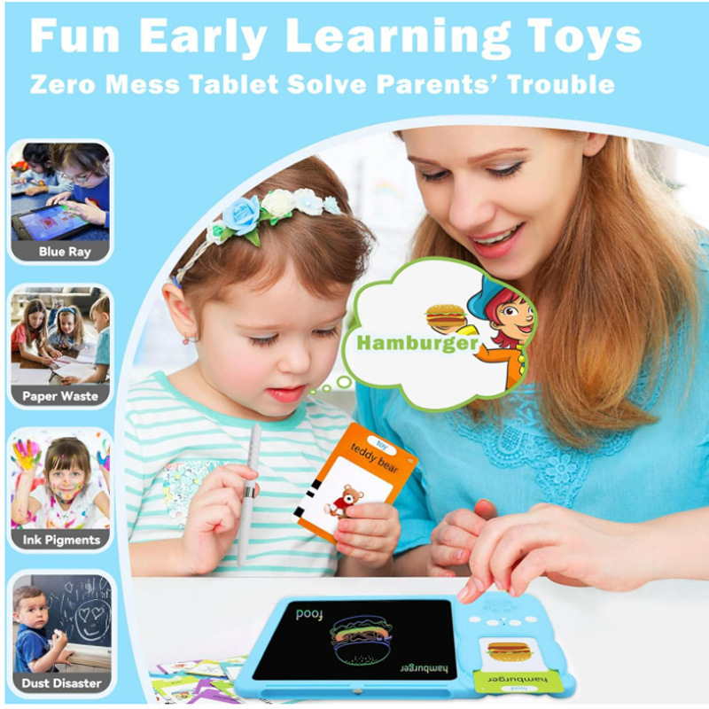 Sight Voice Portable Intelligent Doodle Plug-in LCD Painting Board Flash Card Early Education Machine Learning Language Kids Toy