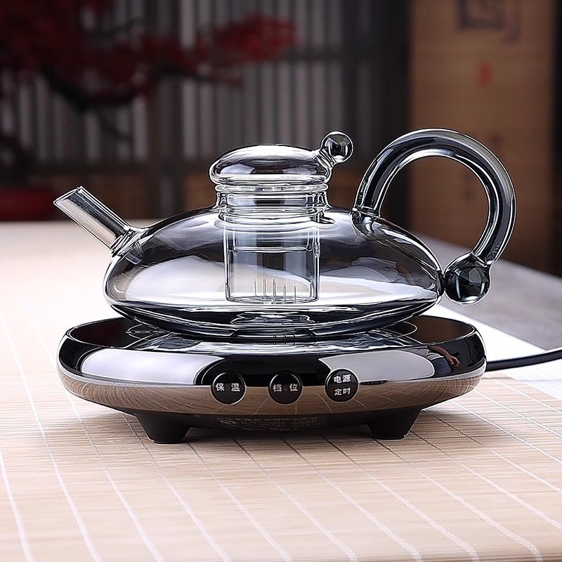 High-temperature glass teapot tea-making device scented tea water separation electric ceramic stove light luxury tea set