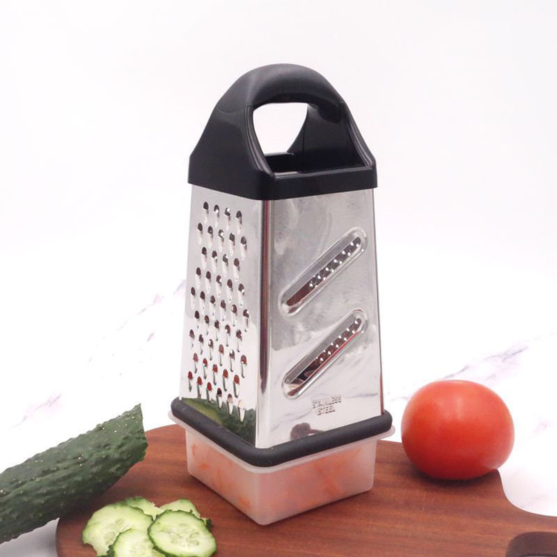 TS Hot Sale Stainless Steel 4 Sides Box Grater With Container Multifunctional Box Grater Cheese Zester Kitchen Tools