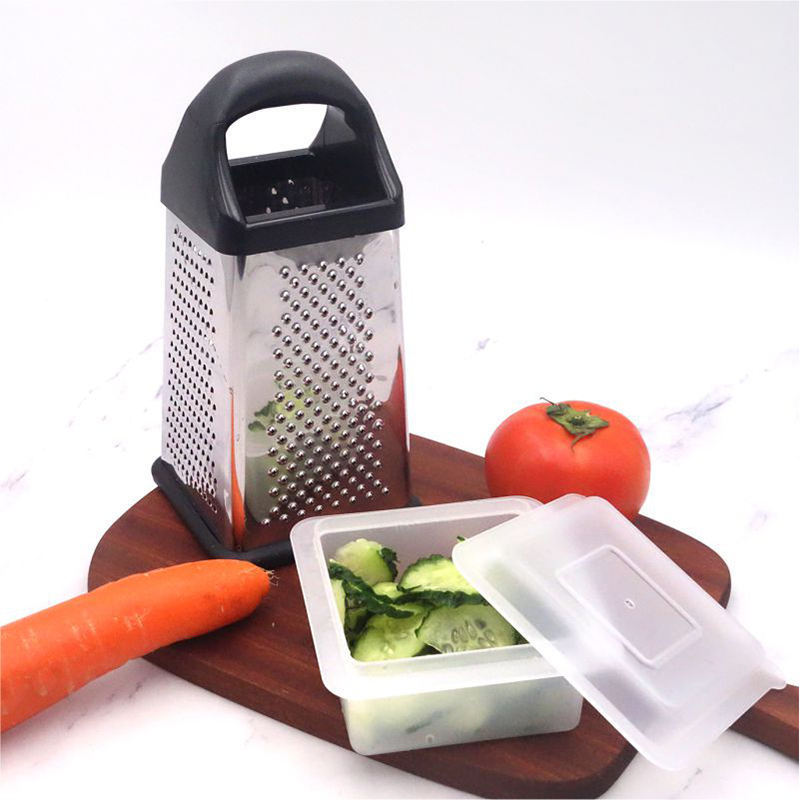 TS Hot Sale Stainless Steel 4 Sides Box Grater With Container Multifunctional Box Grater Cheese Zester Kitchen Tools