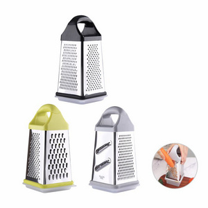 TS Hot Sale Stainless Steel 4 Sides Box Grater With Container Multifunctional Box Grater Cheese Zester Kitchen Tools