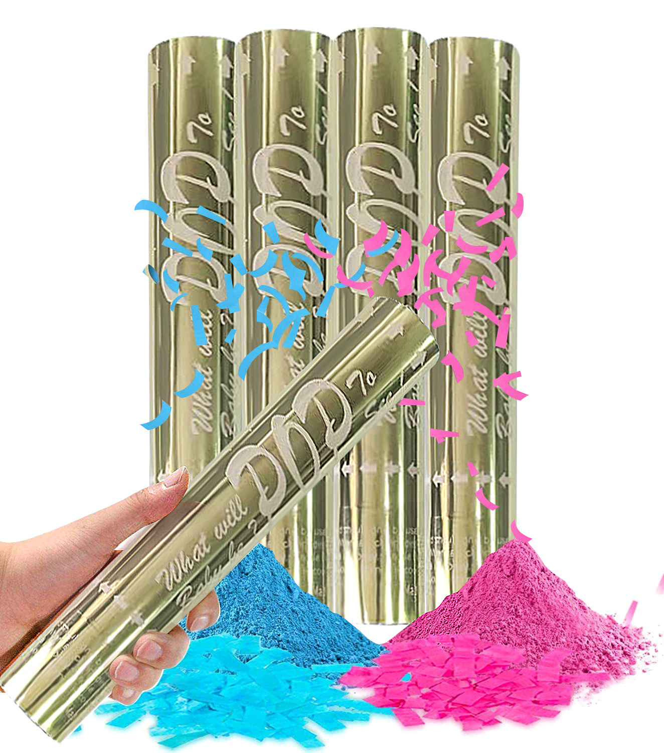 TS Popper Smoke Launcher Sticks 100% Biodegradable Confetti Powder Cannons Gender Reveal Party Supplies