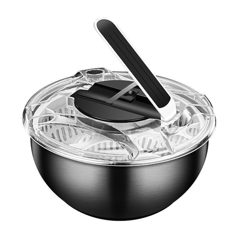 TS Hot Sale Stainless Steel Kitchen Salad Spinner Durable Manual Salad Fruit Vegetable Mixing Bowl