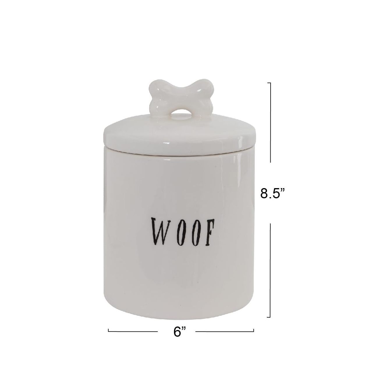 TS Custom Logo Cute Decorative Pet Dog Treat Jar Ceramic Jar With Lid Woof Pet Treat Jar with Bone Handle on Lid