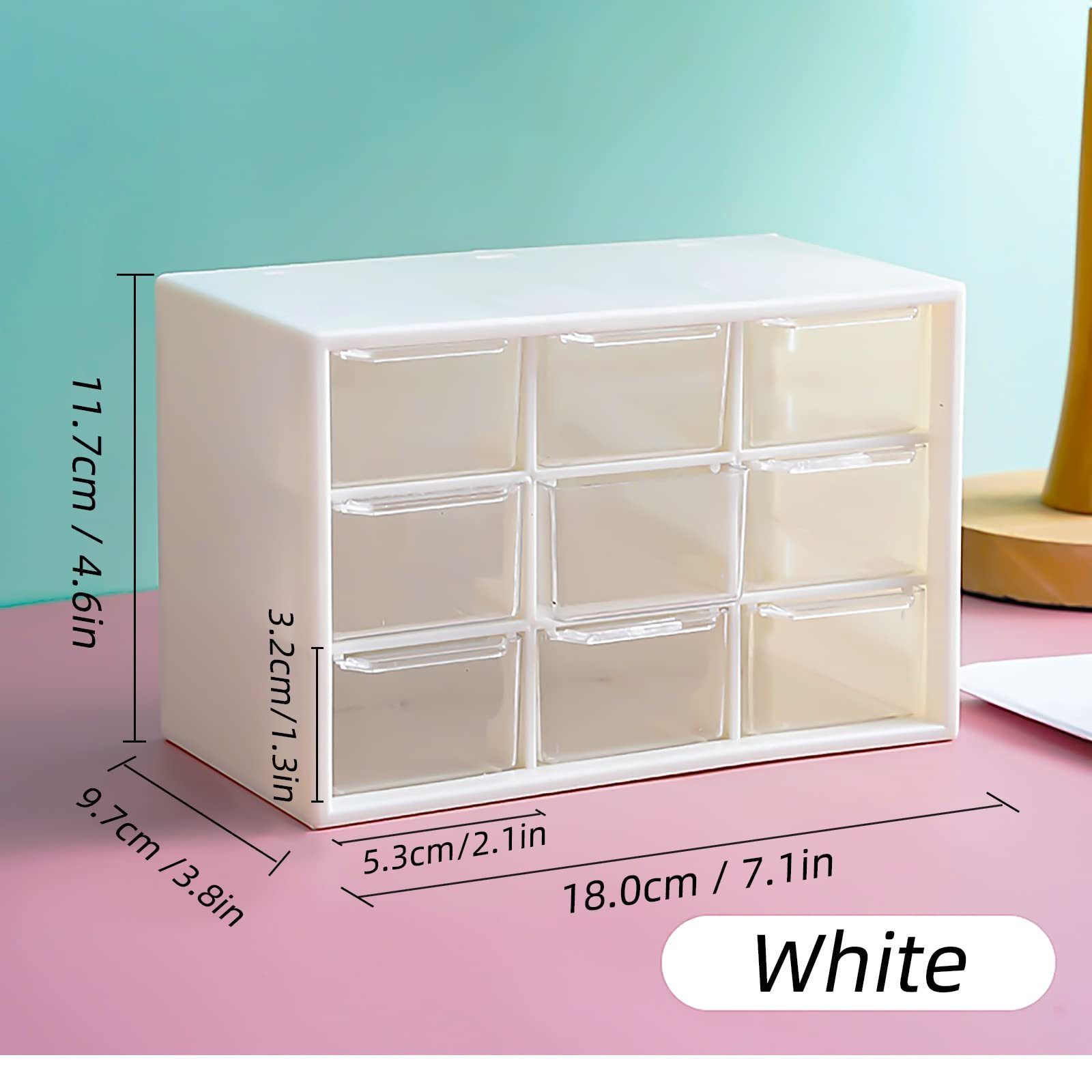 TS Hot Sale Cute Kawaii Storage Box Jewelry Storage Box with 9 Removable Mini Acrylic Drawers Desktop Craft Organizer