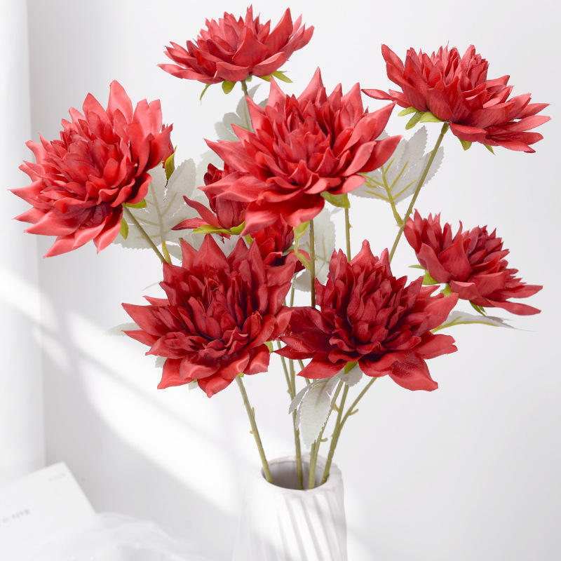 artificial three-layer chrysanthemum silk flowers for Funeral decor wholesale