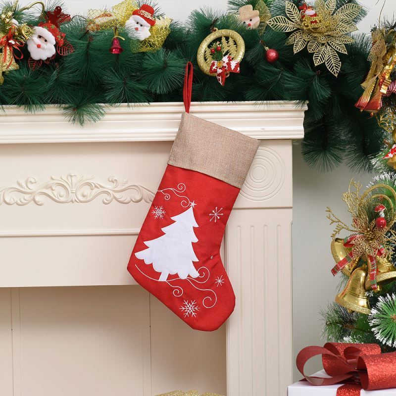 Family holiday decorations christmas santa sock accessories pet stocking linen christmas stockings for children