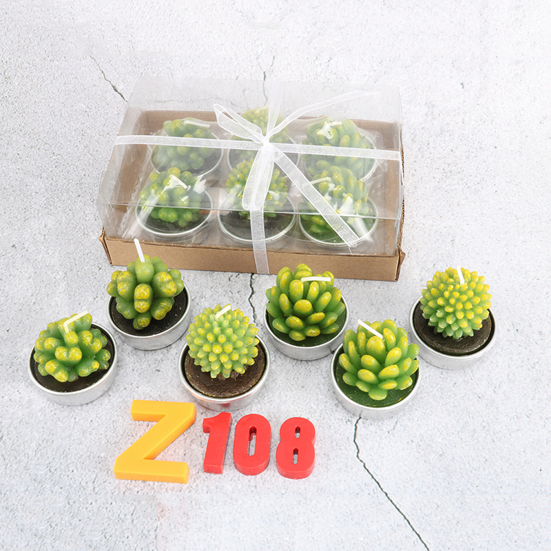 Tealight Candles Gift Set Handmade Delicate Smokeless Cute Succulents Green Plant Candle for Party