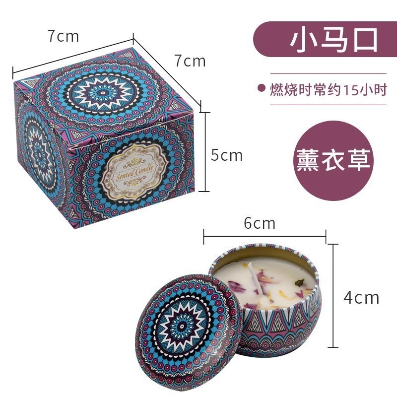 Candle Tin Multi Luxury Scented Soy Wax Small Round Candles With Flower