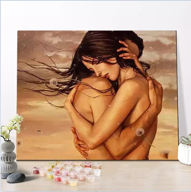 Nude Women Printed Canvas Framed Art Canvas Printing With Gel And Glitter Home Decoration Custom Naked Painting Wall Art