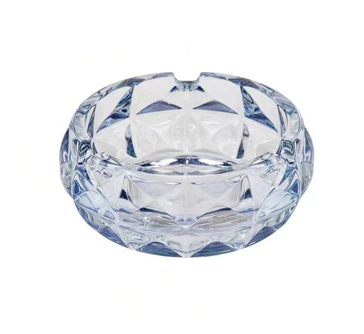 TS 4.5 Inch Glossy Colors Glass Ashtray Diamond Surface 11.5cm Crystal Cigar Ash Bowl With 3 Cigarette Slots Smoking Container