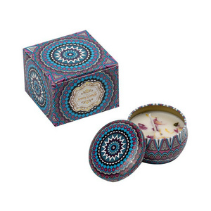 Candle Tin Multi Luxury Scented Soy Wax Small Round Candles With Flower