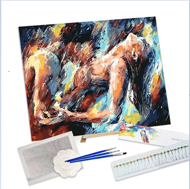 Nude Women Printed Canvas Framed Art Canvas Printing With Gel And Glitter Home Decoration Custom Naked Painting Wall Art