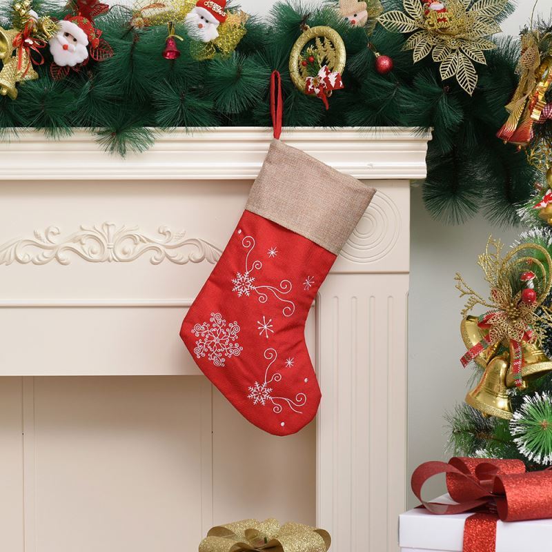 Family holiday decorations christmas santa sock accessories pet stocking linen christmas stockings for children