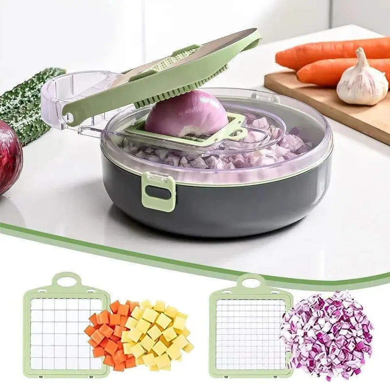 Vegetable Chopper Slicer 13 in 1 Veggie Dicer Cutter for Onion Tomato Potato Food Chopper with Draining Storage Container