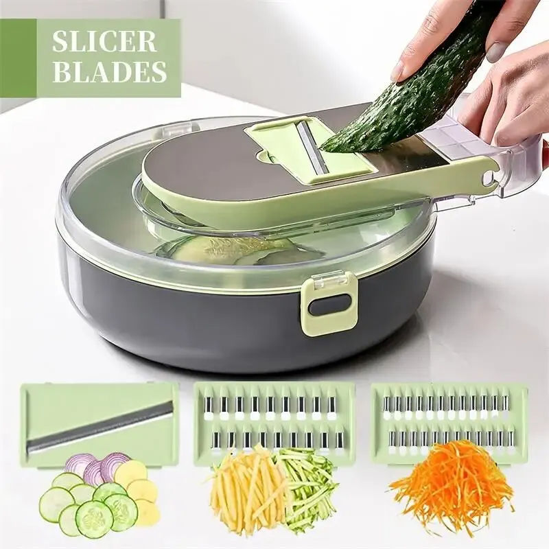 Vegetable Chopper Slicer 13 in 1 Veggie Dicer Cutter for Onion Tomato Potato Food Chopper with Draining Storage Container