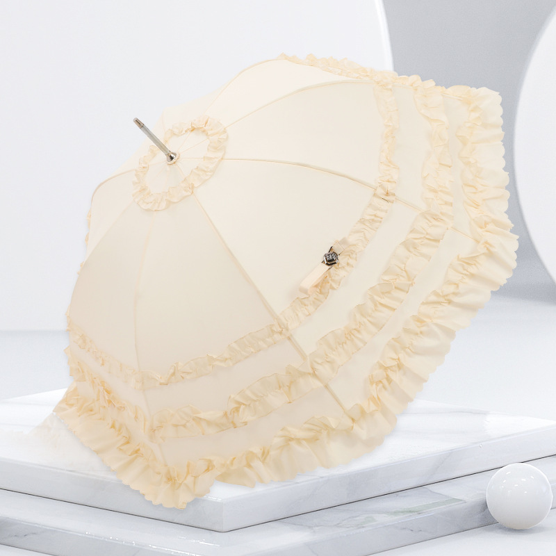 TS Paraguas parapluie Elegant lady white wedding umbrella Parasol with frill lace, decorative umbrella for wedding decoration