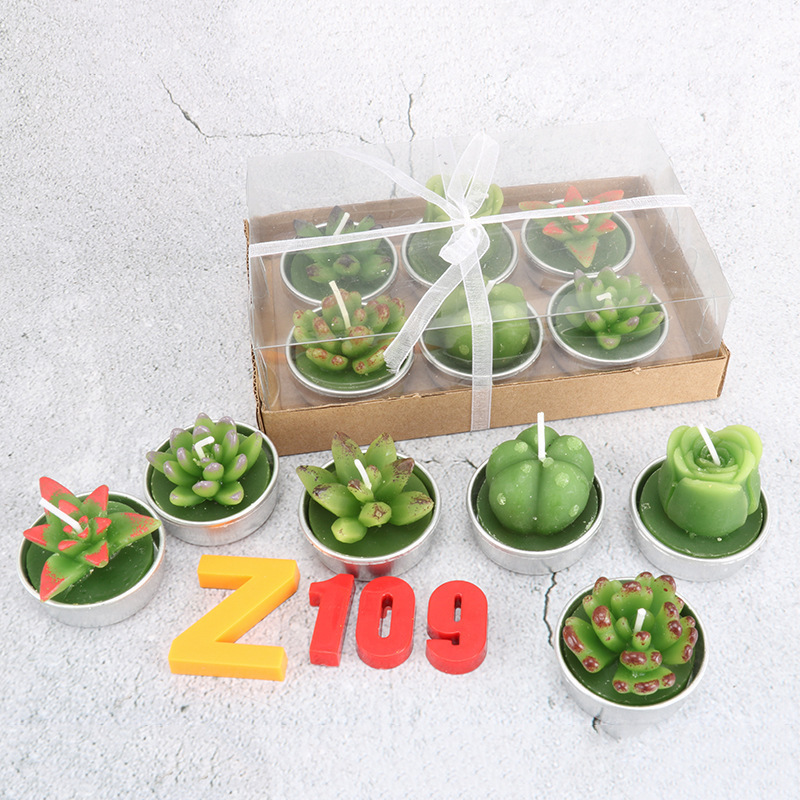 Tealight Candles Gift Set Handmade Delicate Smokeless Cute Succulents Green Plant Candle for Party