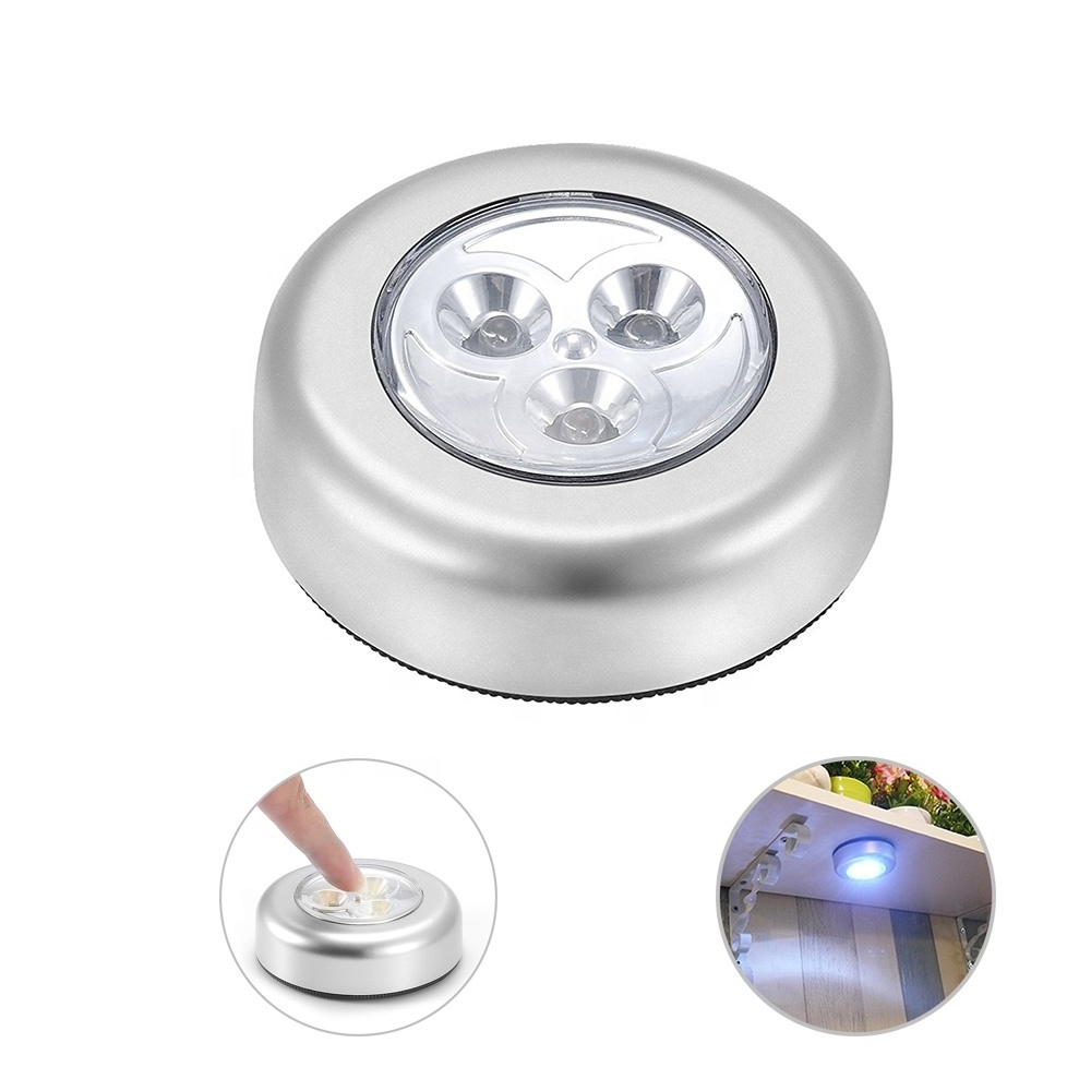 Mini Touch Night Lights 3LEDs Wireless AAA Dry Battery Lamps Sensitive Push Light Control Switch with Double Side Sticker