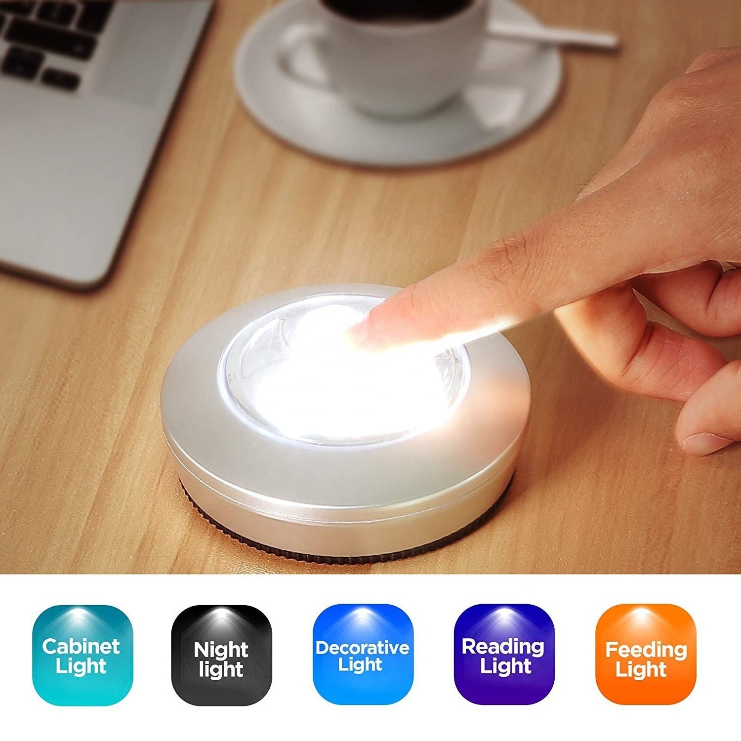 3pcs AAA Battery Powered Ultra Bright 3 Small LED Touch Push Bedroom Night Light Lamp