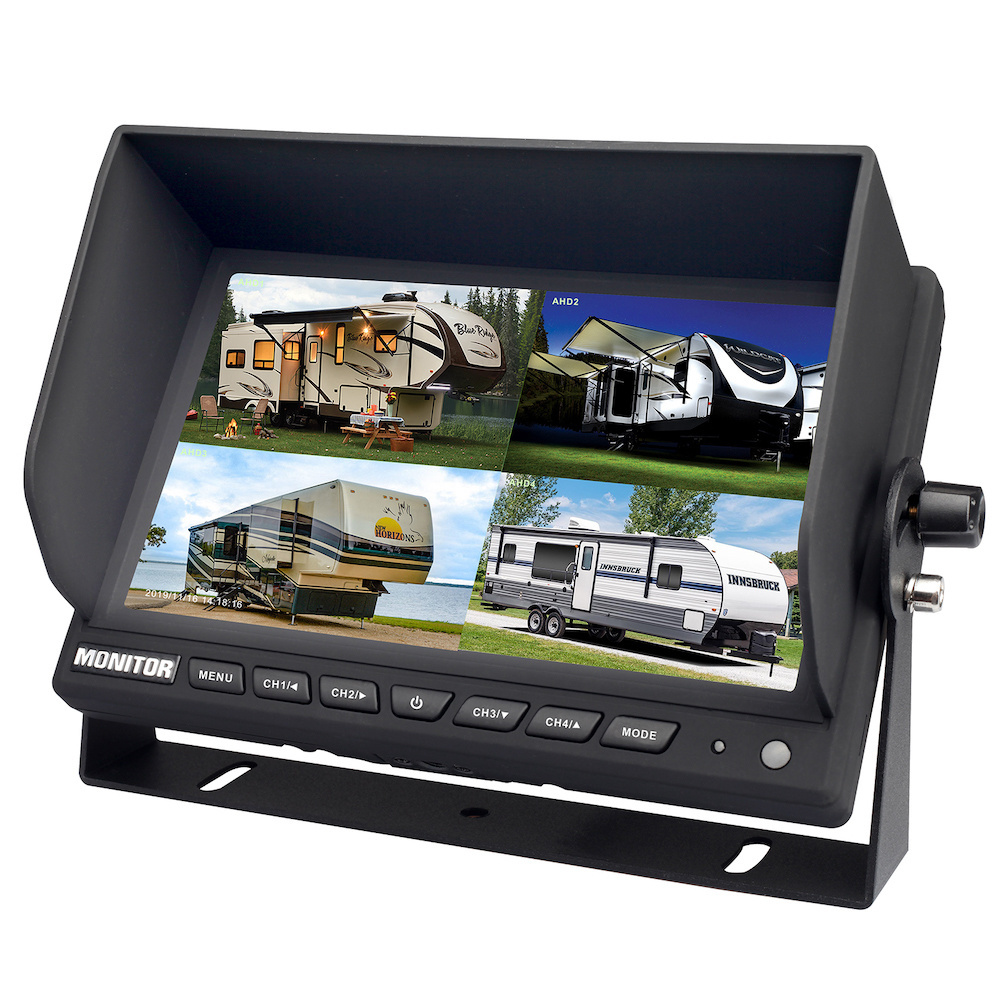 4 CH Quad 7 Monitor with Built-in DVR, Support 720P or 1080P AHD Cameras