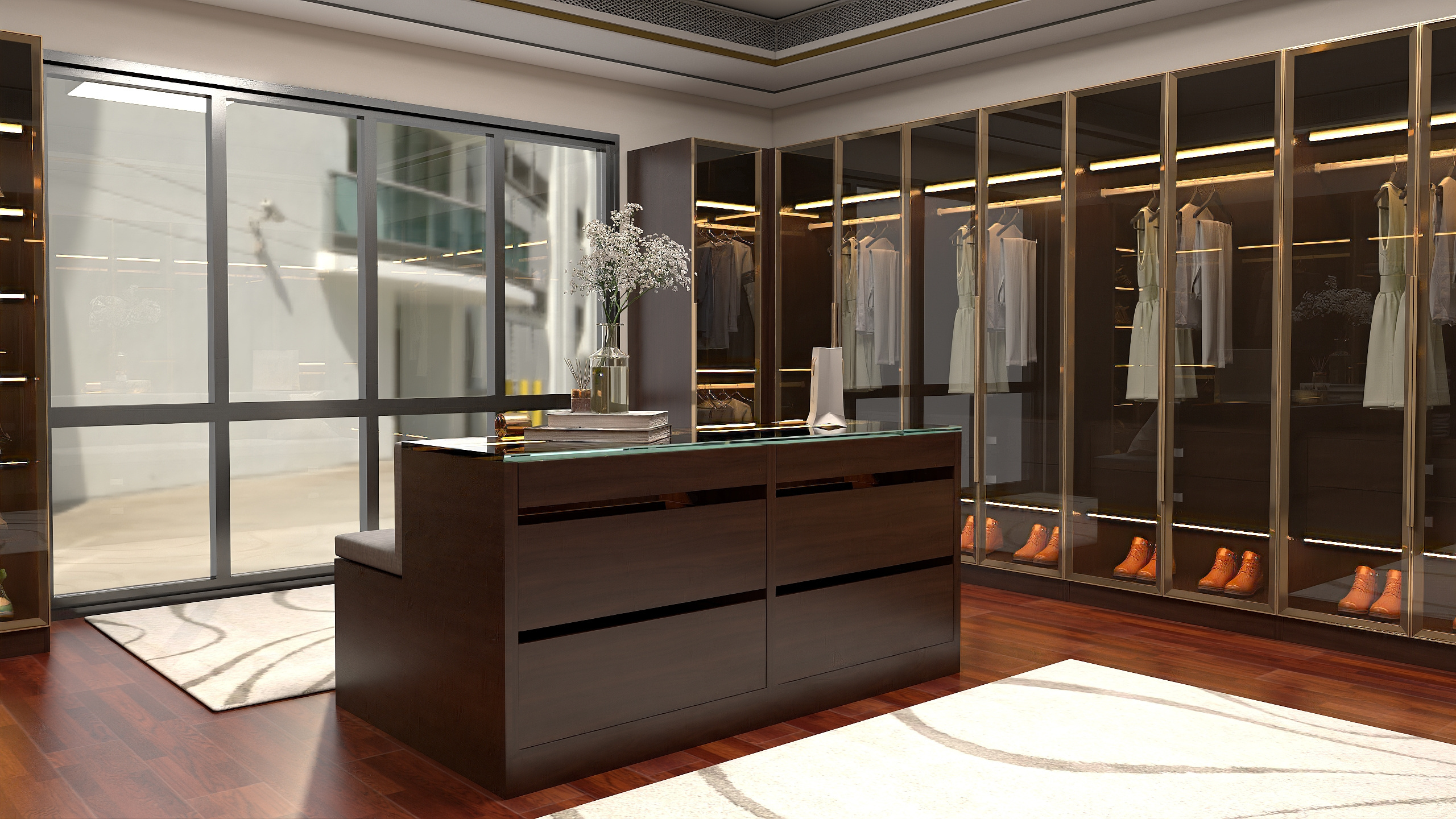 CBMmart Customized Bedroom Cloth Closet Design Modern Mirror Door Wardrobes Luxury Walk in Closet