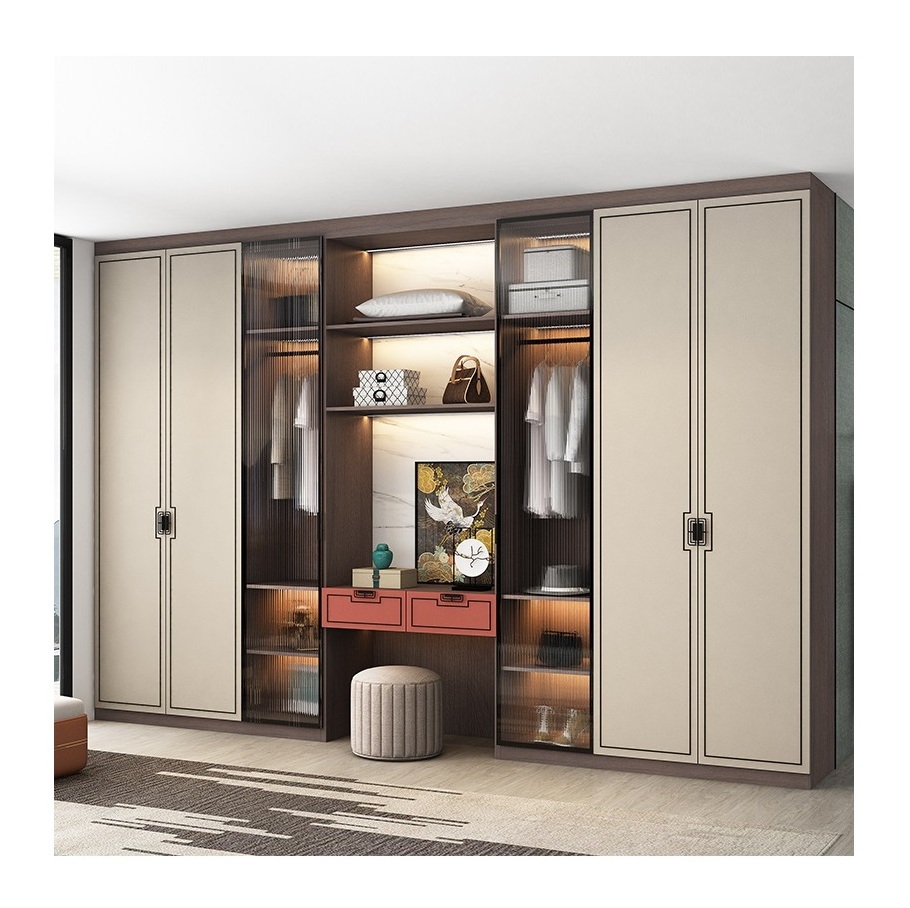 Hot sales customized modern wardrobe open closet glass door wooden wardrobes