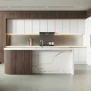 Italian Designs Curved Shape Modular island modern Kitchen Cabinet