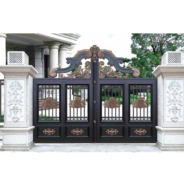 Double Panels Swing Style Iron/aluminum Swing Driveway Gates Automatic Gates Designs Decorative Aluminum Gate For Villa