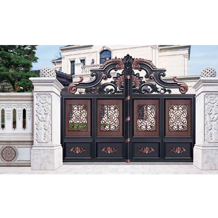 Double Panels Swing Style Iron/aluminum Swing Driveway Gates Automatic Gates Designs Decorative Aluminum Gate For Villa