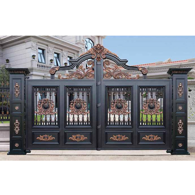 Double Panels Swing Style Iron/aluminum Swing Driveway Gates Automatic Gates Designs Decorative Aluminum Gate For Villa