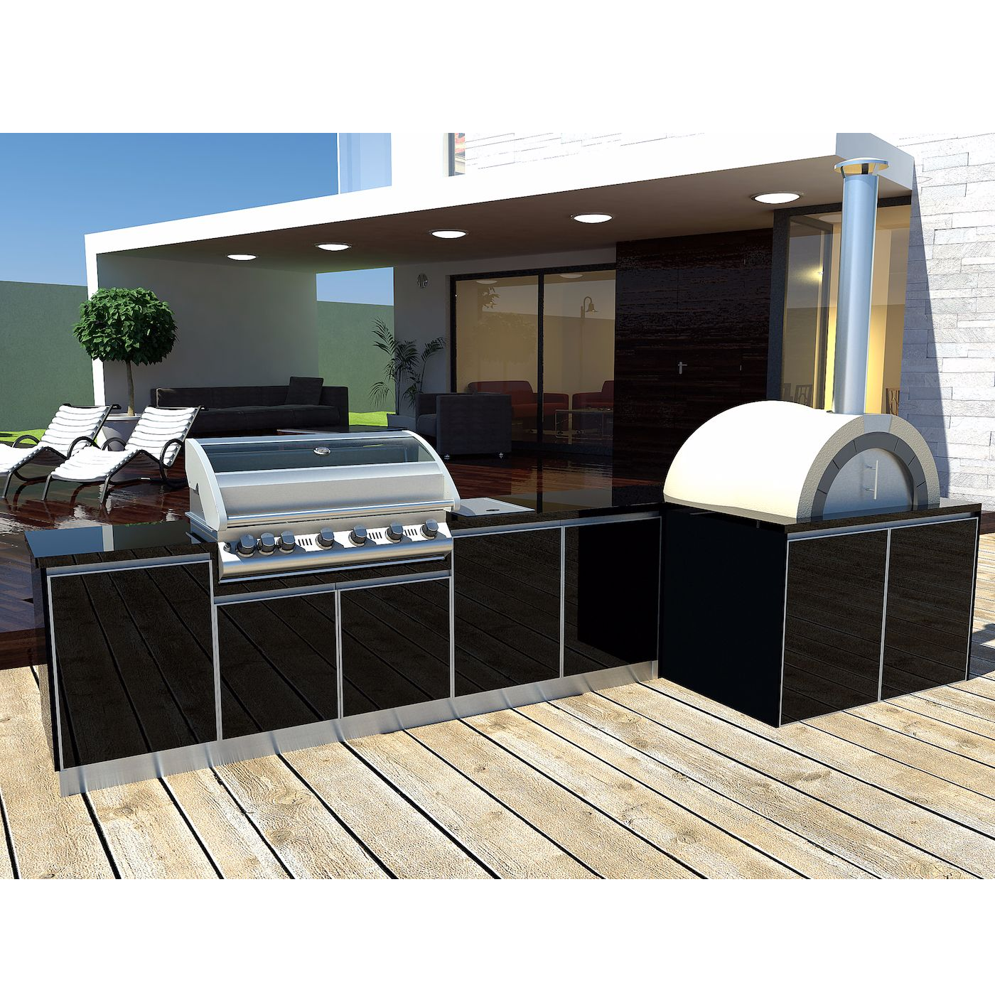 Custom Made American Style Stainless Steel Kitchen Cabinets Modern BBQ Island Outdoor Kitchen