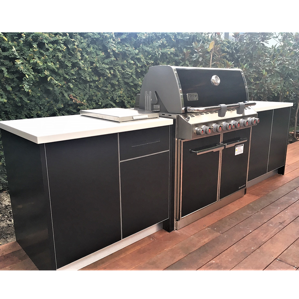 Custom Made American Style Stainless Steel Kitchen Cabinets Modern BBQ Island Outdoor Kitchen