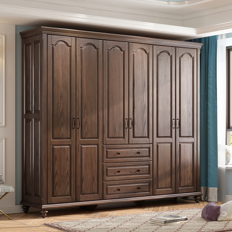 CBMmart Brown Bedroom Furniture Factory Price Solid Wood Armoire Wardrobe  Closet for Bedroom