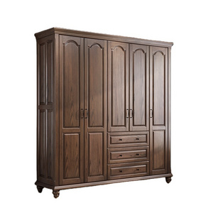 CBMmart Brown Bedroom Furniture Factory Price Solid Wood Armoire Wardrobe  Closet for Bedroom