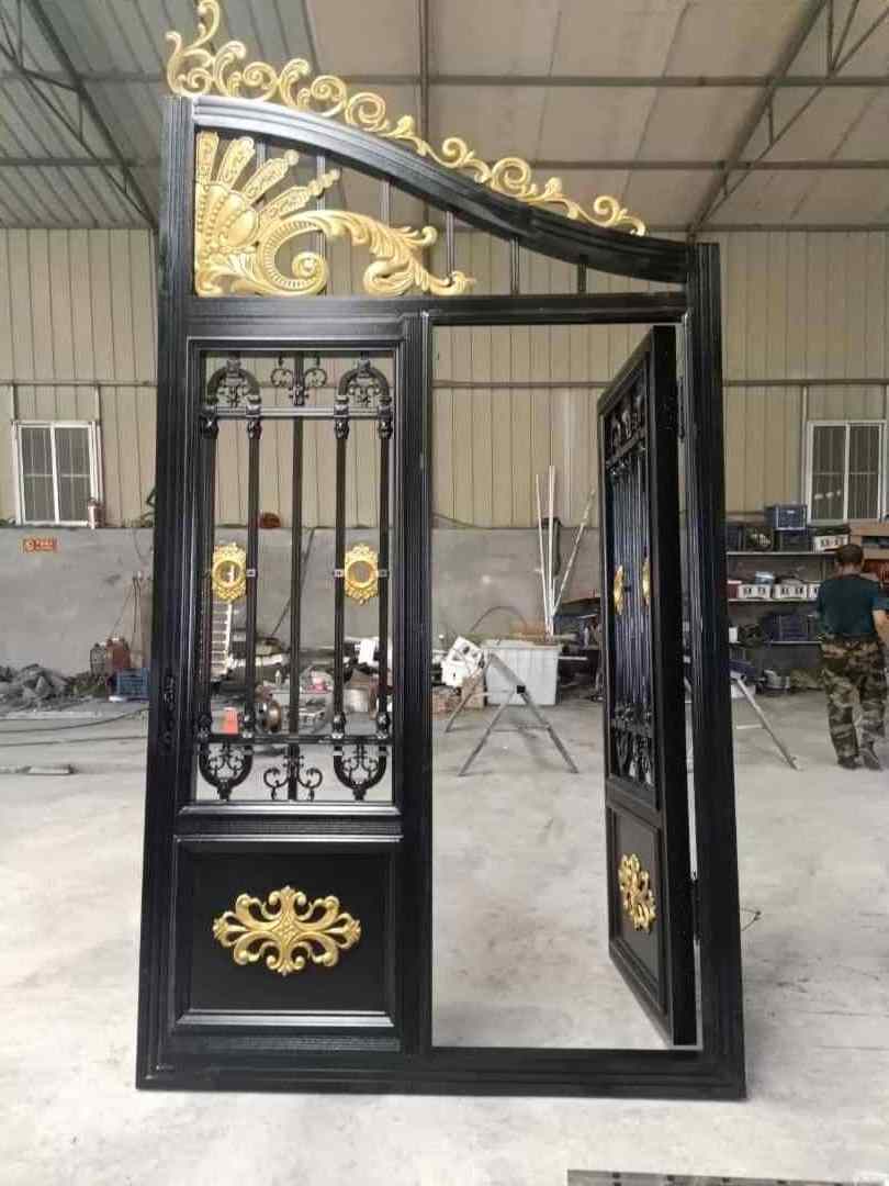 CBMmart European style modern front main gate aluminum swing designs galvanized wrought iron gated garden arch for home