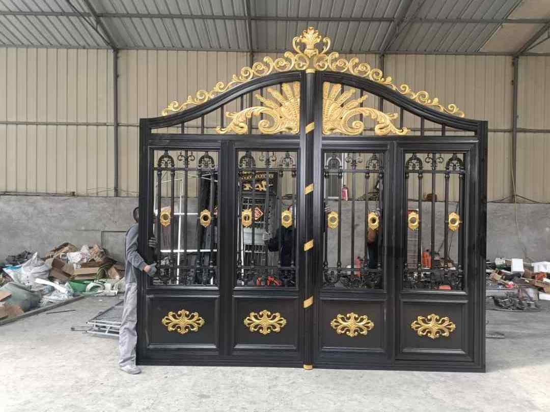 CBMmart European style modern front main gate aluminum swing designs galvanized wrought iron gated garden arch for home