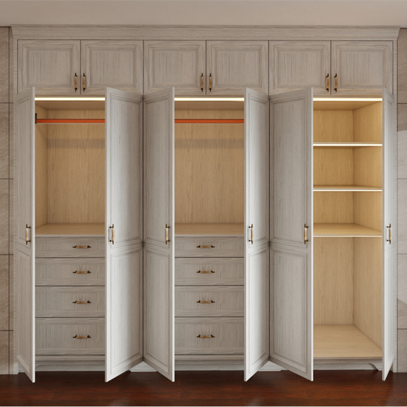 Foshan factory 3 doors swing door wardrobe wholesale Organizers wooden wardrobe bedroom cabinet closet